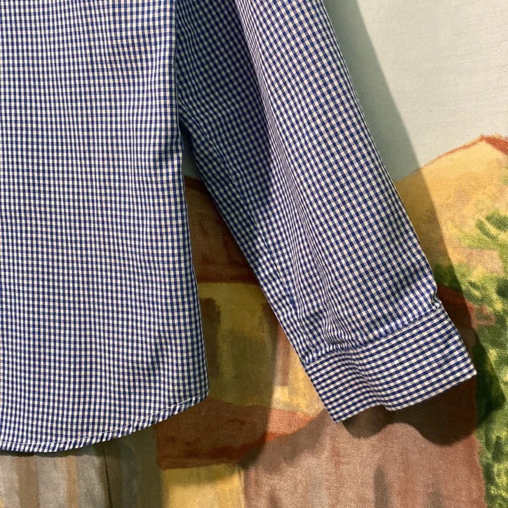 Blue Generation plaid V-neck button down shirt - Picture 3 of 10